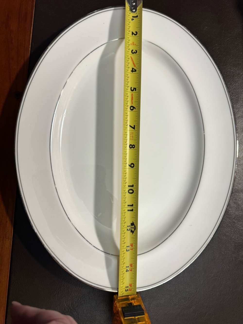 Waterford White Oval Porcelain Platter with Silver Band - Picture 3 of 4